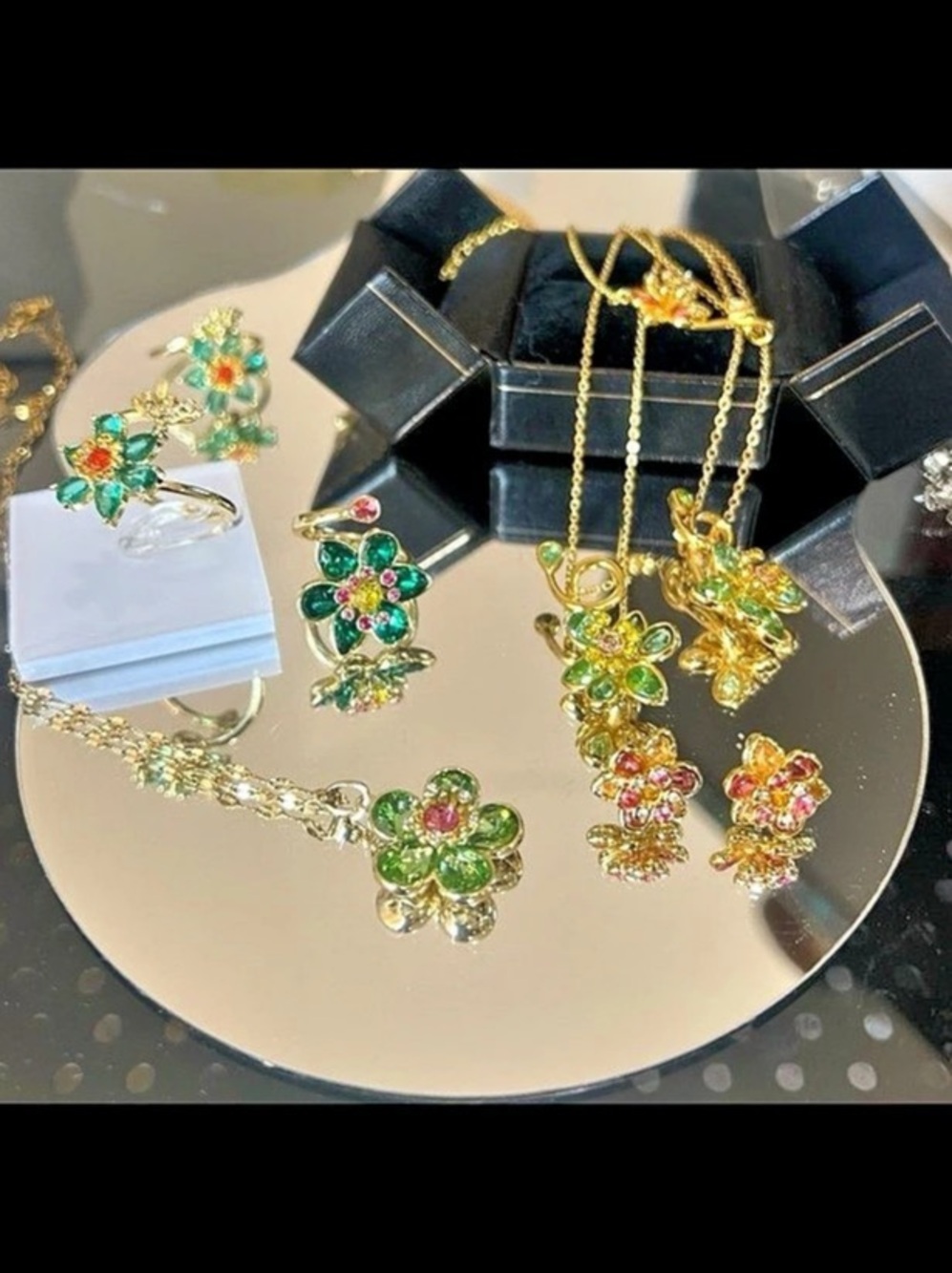 3D floral pendant 14kt gold plated necklace with Swarovski elements #536 - Picture 11 of 11